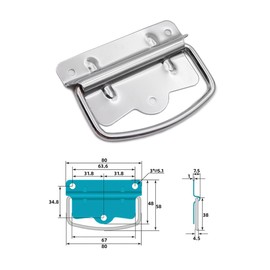 ZYAMY 2PCS Metal Chest Handles Industrial Equipment Wooden Case Split Folding Handle for Packing Ring Tool Military