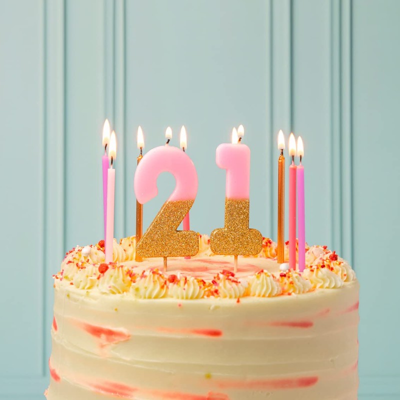Talking Tables 16 x Candeline di Compleanno Rosa, Oro e