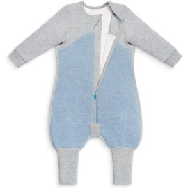 Love to Dream Organic Sleep Suit with Legs, Short Sleeve Baby Sleep Suit, Super Soft, Temperature Regulating Toddler Sleeping Bag, All Seasons Wearable Blanket, Blue, 12-24 Months