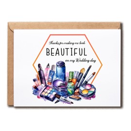 MABSDesigns Thanks For Making Me Look Beautiful On My Wedding Day Card - Makeup Artist Card - Makeup Thank You Card - Appreciation Card From Bride