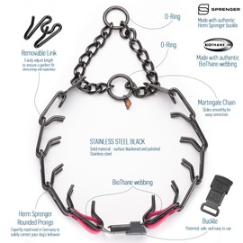 Herm Sprenger Black Stainless Steel Dog Collar with Quick Release ClicLock Buckle O-Ring Biothane Insert Training Collar Made in Germany (Passionfruit Pink, 25in x 4.0mm(Neck Size up to21-22in))