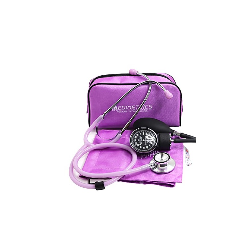 Kit Baumanómetro Aneroide + Estetoscopio Dúplex De Lujo (Lila)