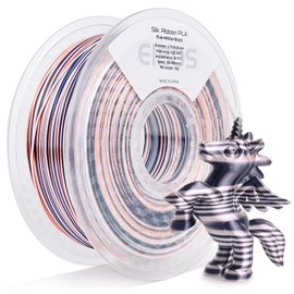 EIBOS Silk Ribbon PLA 3D Printer Filament, Tri-Color Fast Color Changing PLA 1.75mm, Shiny Multicolor 3D Printing Filament 1kg / 2.2lbs, Pink White Black