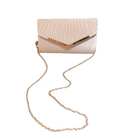 Gold Pleated Clutch for Women - Satin Sling Evening Purse Sparkling Crossbody Bag with Detachable Chain Dressy Events Handbags Elegant Versatile for Weddings Cocktail Parties Prom Formal Dinners