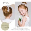 IYOU Princess White Flower Headpiece Pearl Hair Dress Crystal Bridal