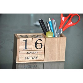 Frescorr - Calendar Block - Wooden Perpetual Desk Calendar - Home and Office Decor, 6.5 x 2.0 x 3.5 inches (Steam Beach)