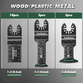 nuyikaso 19Pcs Multi Tool Blade Set for Wood Plastic Include Extra Long and Broad Reach Arc Edge Oscillating Saw Blades Multitool Accessories Quick Release Compatible with Bosch Fein Ryobi Makita