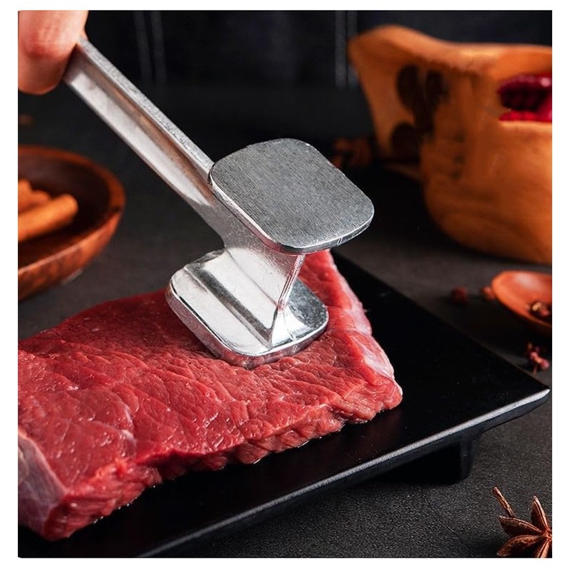 Stainless Steel Meat Tenderizer Hammer – Heavy Duty Mallet Pounder