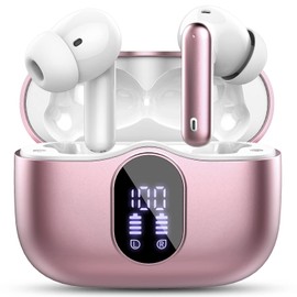 Bluetooth Headphones, Wireless Bluetooth 5.3 Sport In-Ear Headphones with 4 Microphones, 40 Hours Playtime, LED Display, ENC Noise Reduction, Hi-Fi Stereo Earphones for Work and Study
