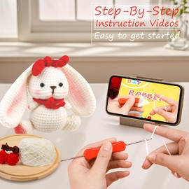Cozenbrace Crochet Kit for Beginners, Bunny Wobbles Crochet Animal kit with Step-by-Step Video Tutorials, Beginner Crochet Kit for Adults, Crochet Animal Kit for Kids