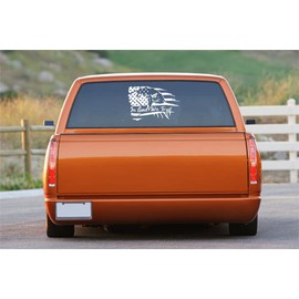 Flag Eagle in God We Trust Distressed American Flag Vehicle Vinyl Decal Sticker (10" T x 15" W)