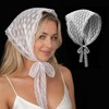 White Lace Head Scarf, Floral Apron Triangle White Head Scarf