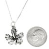 LGU Sterling Silver Oxidized One Sided Hibiscus Flower Charm Pendant