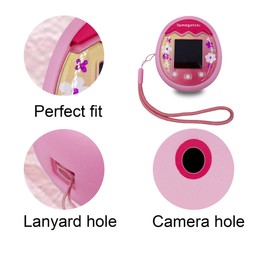 LeoTube Silicone Shell Cover and Lanyard for Tamagotchi Pix Interactive Pet Machine with Camera, Compatible New Tamagotchi Pix Electronic Pet Accessory (Pink)
