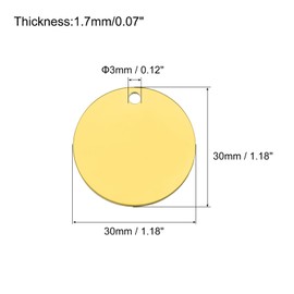 sourcing map Metal Round Tags Stamping,Gold Blank Dog Tags 1.2 Inch Circle DIY Engraving Blank Tags 5 Pcs,Stainless Steel with Hole for Pet Dog ID Tags,Pendant Decoration,Craft Tags