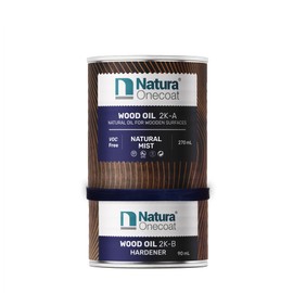Natura Onecoat Wood Stain Oil - 215 ft² - 360 ml, Natural Mist – Wood Finish for Interior Furniture & Floor - Linseed Wood Oil - Fast-Drying - Environmentally Friendly - Extra Durable Hard Wax Oil