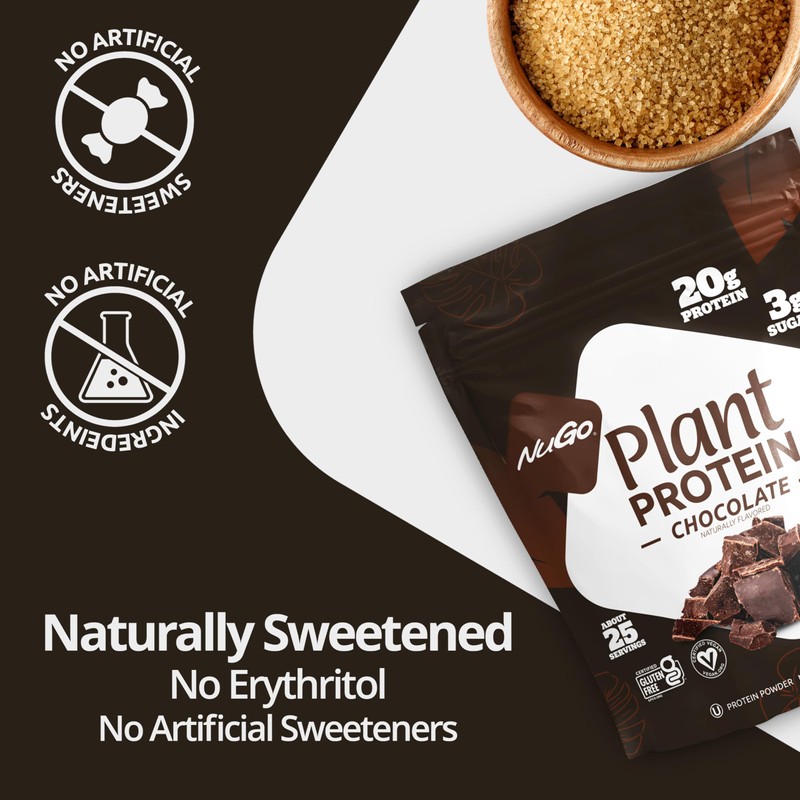 NuGo Plant Protein Powder, Vanilla, 20g Vegan Pea Protein, Low