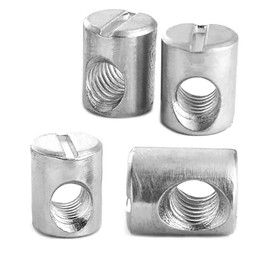 M6 x 13mm Silver Asymmetric Furniture Barrel Nut Zinc Plated (Pack of 20)