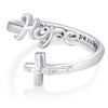 OHAYOO Cross Rings 925 Sterling Silver Ring with Letters Faith/Hope/Love/Blessed