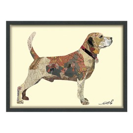 Empire Art Direct Dimensional Collage Handmade by Alex Zeng Framed Graphic Dog Wall Art, 25" x 33" x 1.4", Ready to Hang, Beagle 2