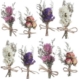 8Pcs Don't Forget Me Flower Bouquets Natural Forget-me-nots Dried Flowers Bouquet Myosotis Sylvatica Dry Flower&Leaves Lagurus Dried Embossing Flower Bundles Plant Stem Bunch for DIY Craft,Photo Props