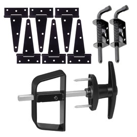 BTEOBFY Double Door Shed Hardware Kit -Includes Window and Door/Window Hinge Set, Complete with Hinges, Black Latches, and T-Handle Lock -, for Gates, playrooms