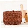 VILLFUL Elegant Lidded Egg Storage Basket Woven Potato Bread Basket