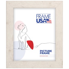 Frame USA 16x20 Picture Frame, White, Rustic Series, Wall Hanging Frame with High Clarity Plexiglass