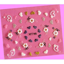 Heart Rose Love Stars Valentine's Day Rhinestone 3D Art Nail Sticker 746 for Nails Design Nail Art Stickers Decals Supplies Manicure Tips Sticker Colorful for Nail Decorations