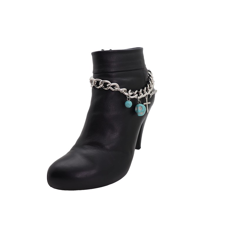 Women Western Fashion Jewelry Boot Chain Bracelet Silver Metal Shoe