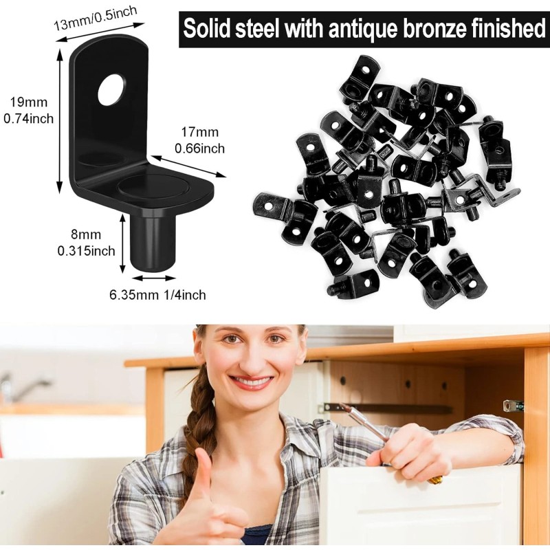 Brand: Cerpourt 40 Pcs Shelf Pins Pegs,1/4 Inch L-Shaped Support