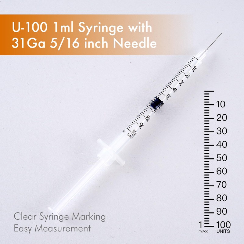 1ml/cc 31G 8mm Syringes, Lab Dispensing Syringe, Individual Wrapped, 20