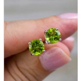 Beautiful Discoveries Pure Sterling Silver 1ctw August Peridot Birthstone cz Round Stud Earrings $35