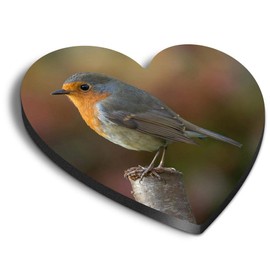 1 x Heart MDF Magnets - Red Robin Wildlife England 13116
