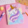 * Cuaderno A5 De Peluche De Unicornio C/candado *