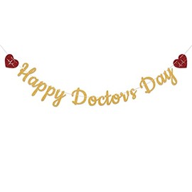 Happy Doctor's Day Banner, Thank You Doctor Banner, Doctor's Day Decorations, Doctor Appreciation Party Decor Gold Glitter