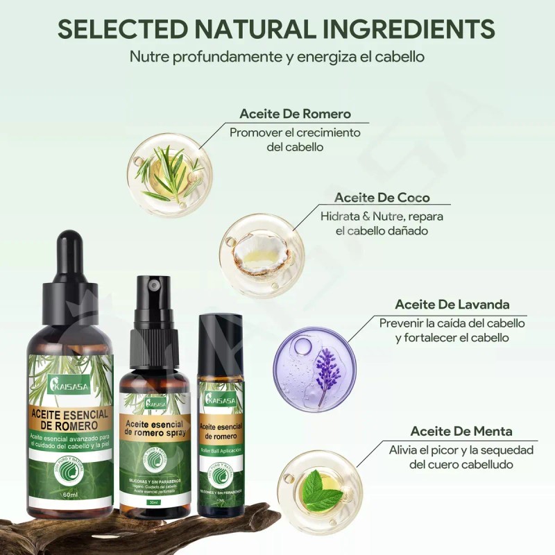Kaisasa® Aceite De Romero Set Tratamiento Para Cabello Seco