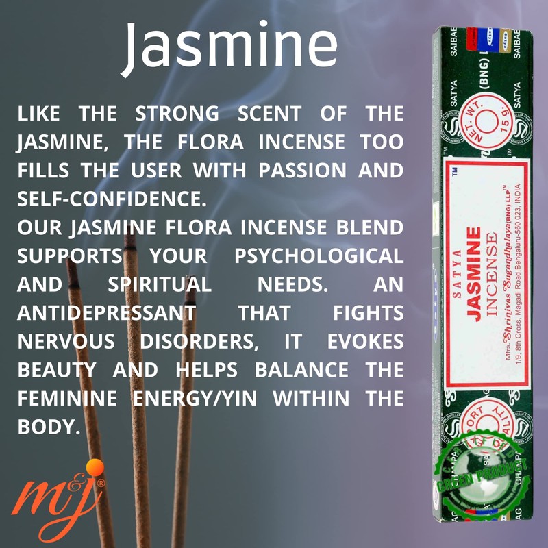 Original Satya Nag Champa Jasmine Incense Sticks | with M&J