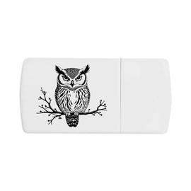 'Owl Sitting on Branch' Pill Box with Tablet Splitter (PI00032049)