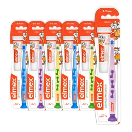 elmex Lern-Zahnbürste, weich, 6 Stück - Zahnbürste für Kinder von 0-2 Jahren mit Baby-Zahnpasta 20 ml
