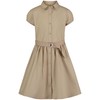 Nautica Girls' Big School Uniform Short Sleeve Shirtdress, Khaki, 7