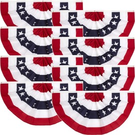 1.5x3 Ft American flags Bunting Flag - Half Fan Banner Pleated Patriotic Polyester USA Flag for 4th of July Decorations 8-pack