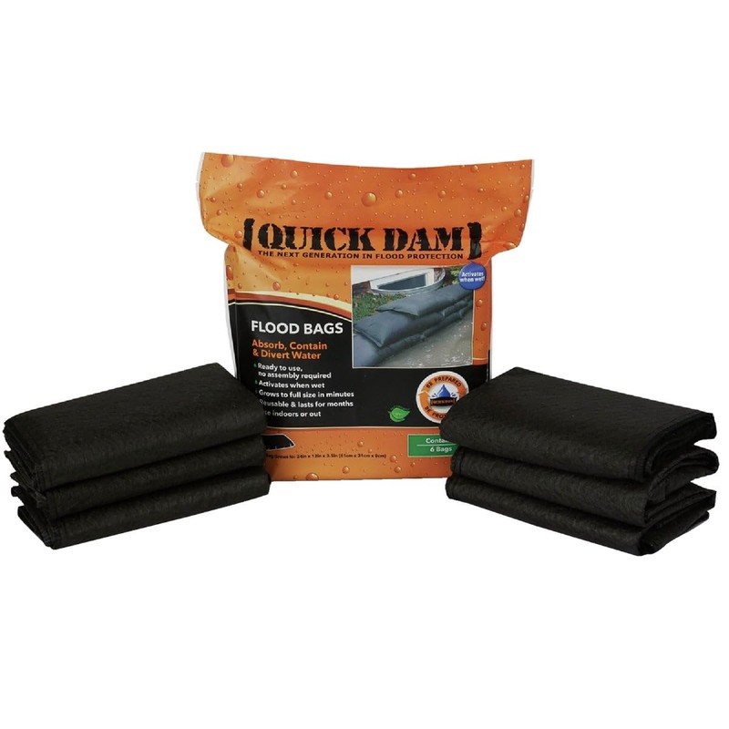 Pack of 6 Quick Dam Sandless Sand Bags 600mm Self