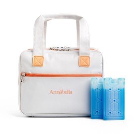Annabella Breast Double Pump Bag with Included Ice Packs, Portable Breast Pump Bag with Cooler, Insulated Breast Pump Bag and Cooler, Breast Pump Cooler Bag with Handle, Travel Pumping Bag with Cooler