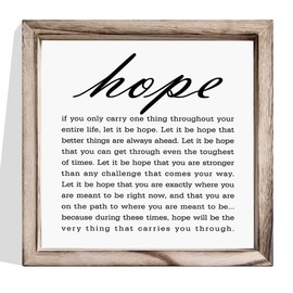 Hope Sign, Decorative Wooden Wall Frame Sign, Hope Quotes Wood Sign, Inspirational Wood Sign, Home Decor for Living Room, Framed MDF Hanging Wall Sign, Encouragement Gift, Tough Time Gift