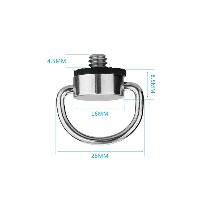 Shaft Thread D-Ring 1/4 Inch Screw for Camera Tripod Monopod