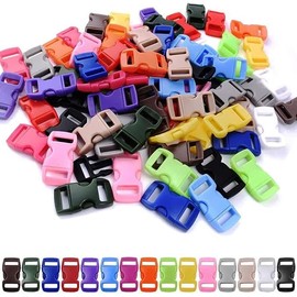 VISSQH Pack of 50 Plastic Buckles Colour Side Buckles 10 mm Flat Side Buckles for DIY, Luggage Strap, Backpack Buckle