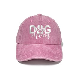 Horpe Dog Mom Hat, Mummy Gifts for Puppy Lovers, Proud Dog Parent Cotton Cap, Women Embroidered Baseball Cap, Washed Pink Dad Hat