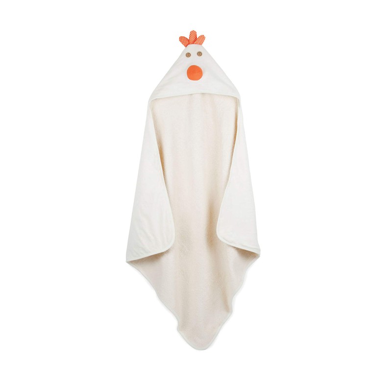 3 Sprouts Hooded Towel, Cream Chicken