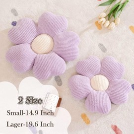 Kcvvcr Flower Throw Pillow, Cute Flower Shaped Pillow Decorative Throw Pillow for Bed Couch, Soft Daisy Pillows Floor Seating Cushion Cushions (14.9 Inch Purple)